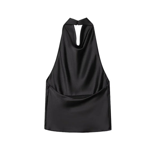 Backless Satin Halter Tops