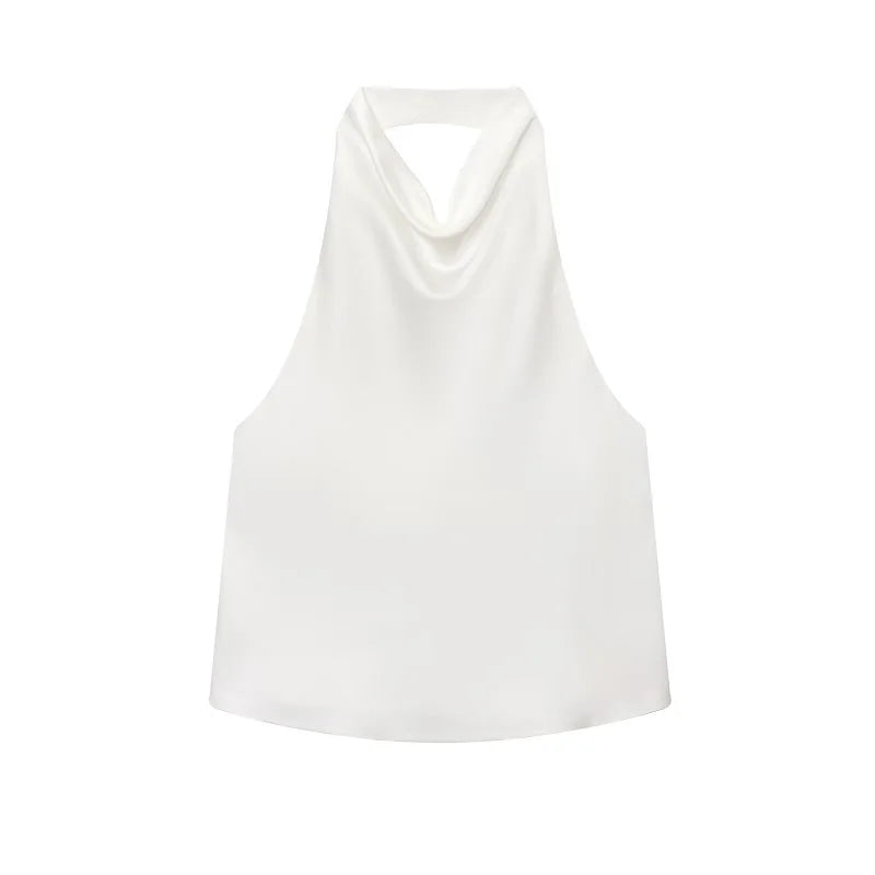 Backless Satin Halter Tops