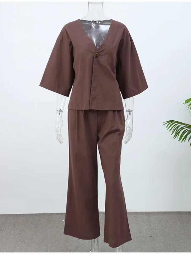 Causal Oversized Linen Pant Suit Set