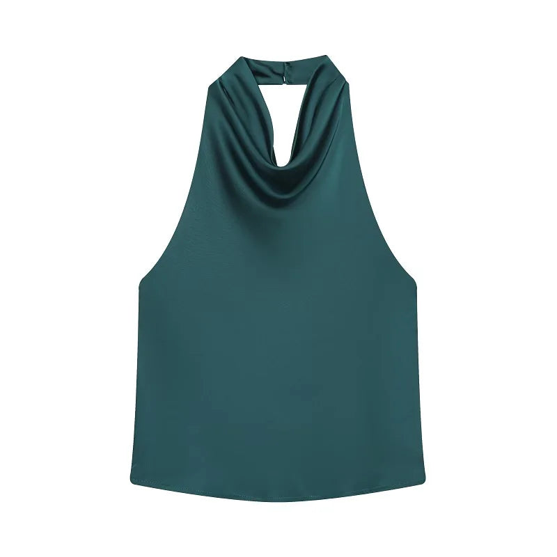 Backless Satin Halter Tops