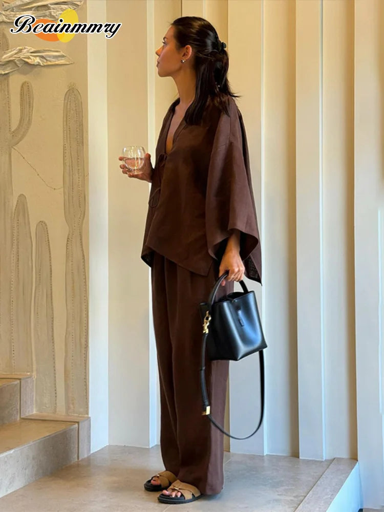 Causal Oversized Linen Pant Suit Set
