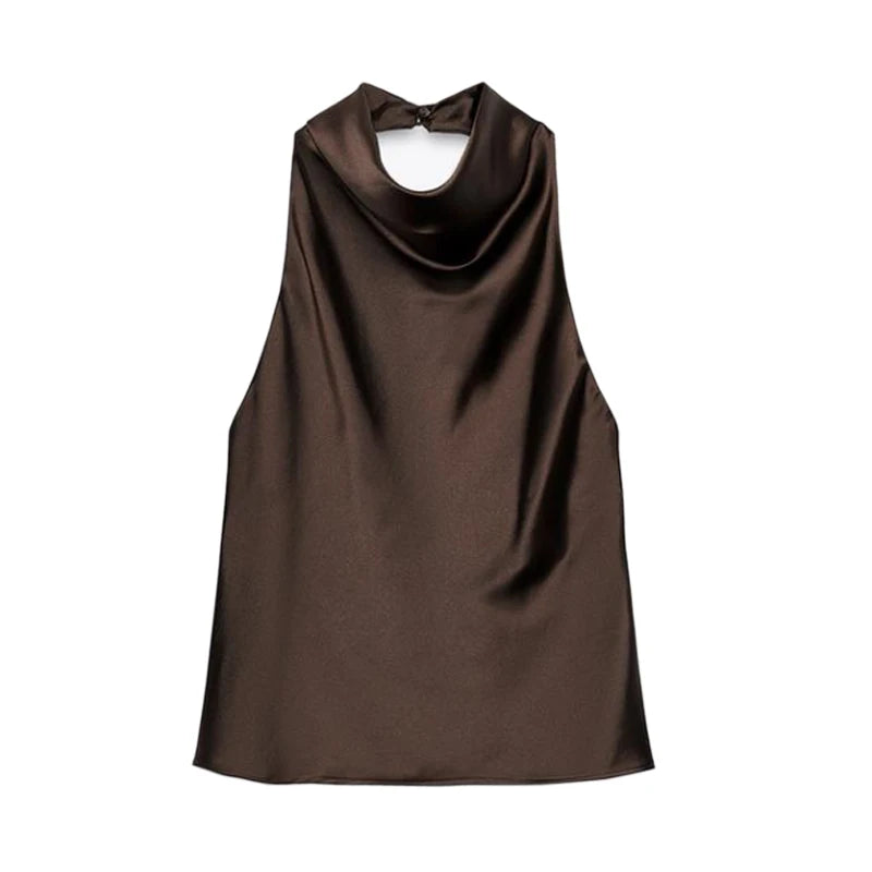 Backless Satin Halter Tops