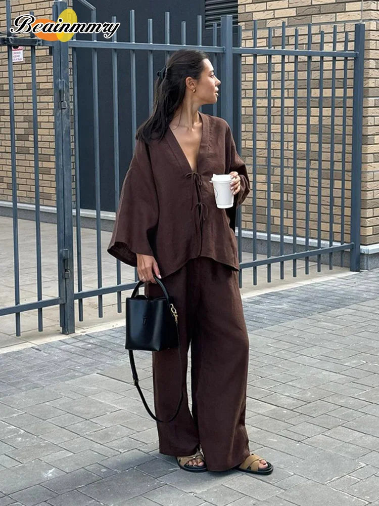 Causal Oversized Linen Pant Suit Set
