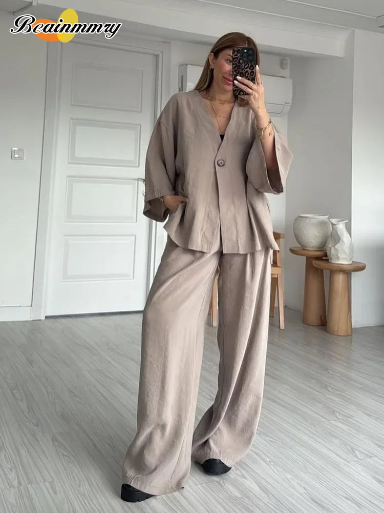 Causal Oversized Linen Pant Suit Set
