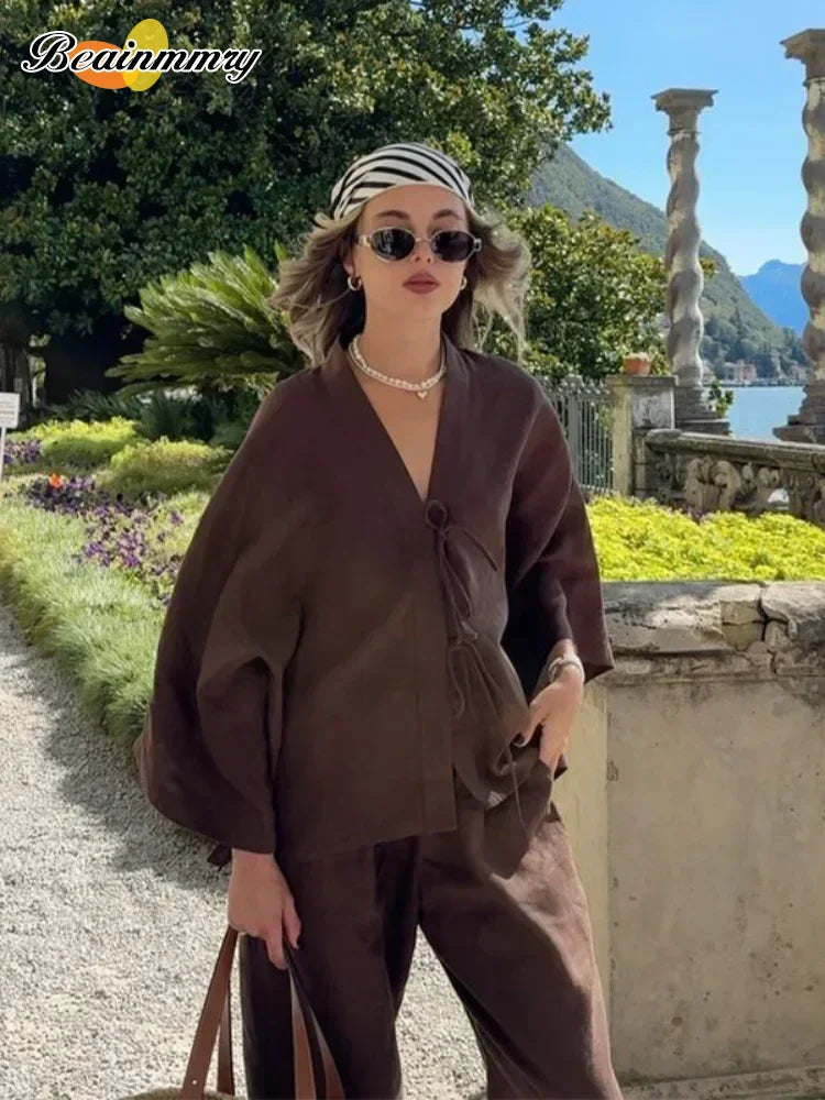 Causal Oversized Linen Pant Suit Set