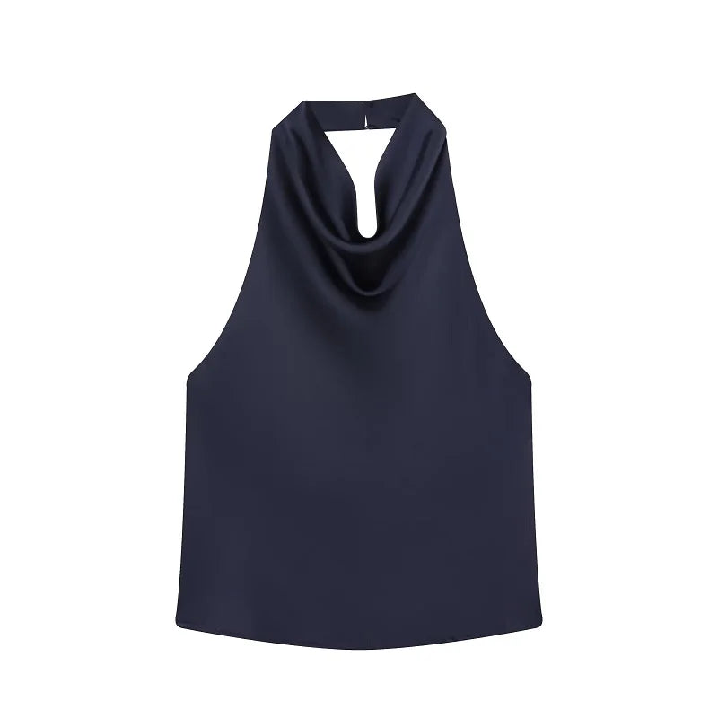 Backless Satin Halter Tops